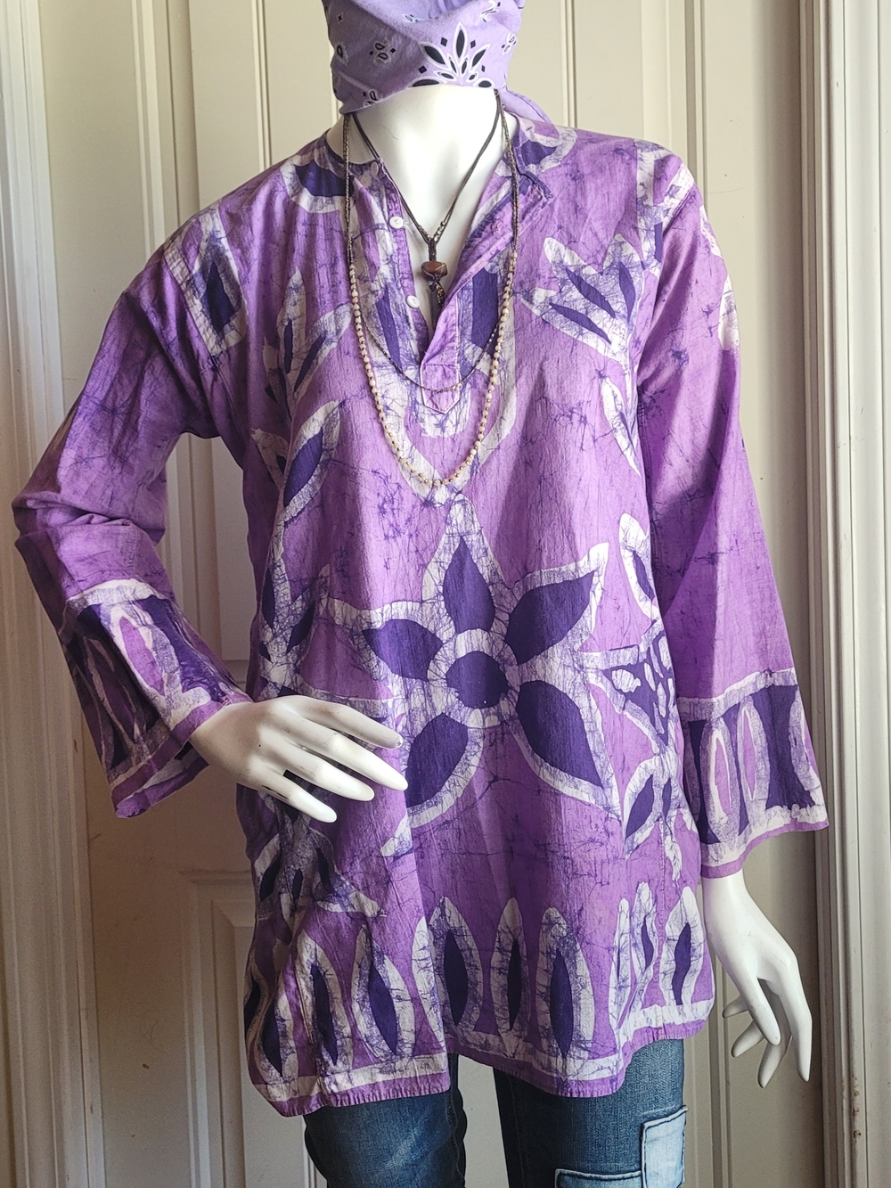 Vintage 70s 100% Cotton Batik Printed Kurta